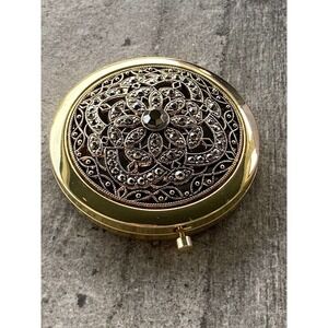 Monet Rhinestone Jeweled Silver Tone Compact Dual Mirrored Vanity Purse